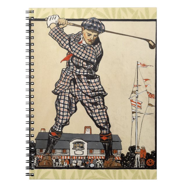 Golf Golfer Vintage Antique Golfing Notebook (Front)