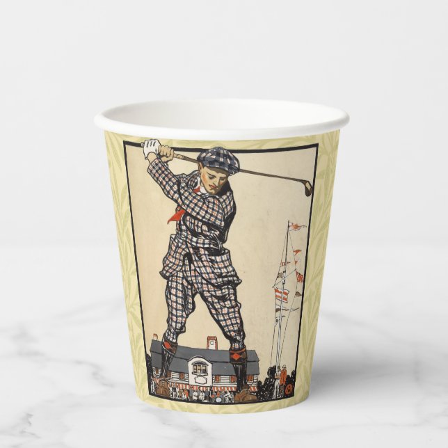 Golf Golfer Vintage Antique Golfing Paper Cups (Front)