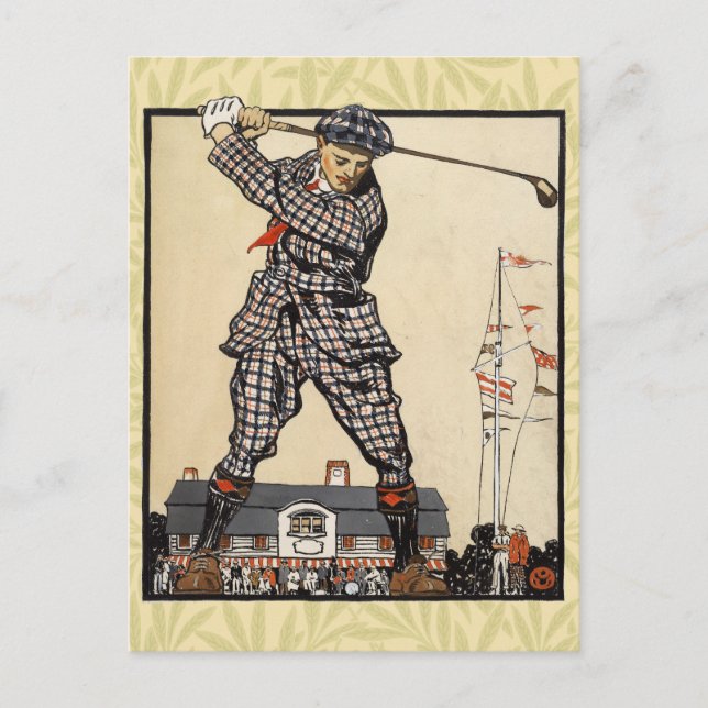 Golf Golfer Vintage Antique Golfing Postcard (Front)