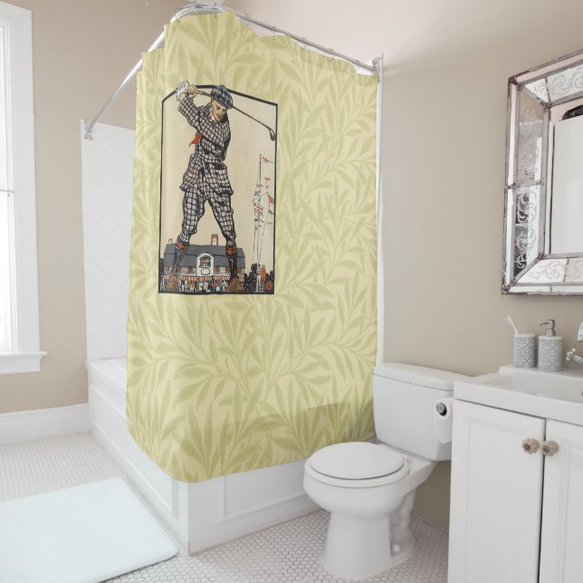 Golf Golfer Vintage Antique Golfing Shower Curtain (In Situ)