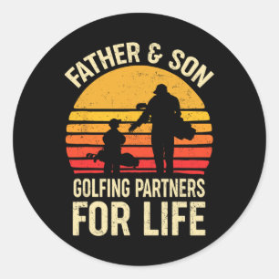 Golf Golfing Father Son Matching Dad Classic Round Sticker