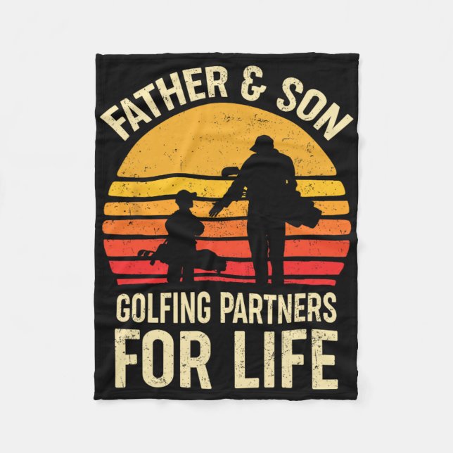 Golf Golfing Father Son Matching Dad  Fleece Blanket (Front)