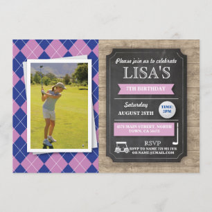 Golf Golfing Girls Birthday Party Photo Invite