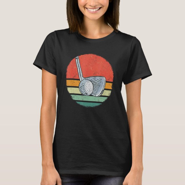 Golf Golfing Golfer Pitch Par Retro Sunset T-Shirt (Front)
