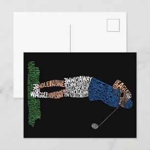 Golf Golfing Golfer Word Art Postcard