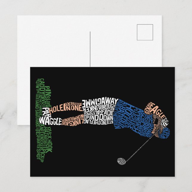 Golf Golfing Golfer Word Art Postcard (Front/Back)