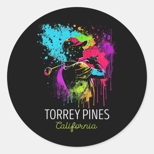 Golf Golfing Torrey Pines  Classic Round Sticker (Front)