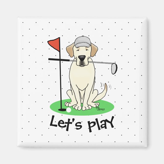Golf Golfing Yellow Lab Labrador Retriever Dog Magnet (Front)