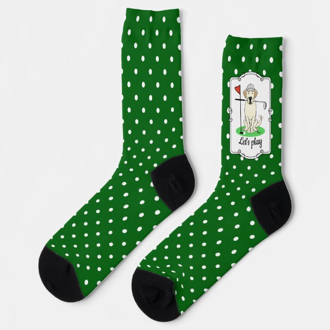Golf Golfing Yellow Lab Labrador Retriever Dog Socks (Left)