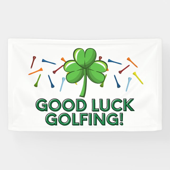 Golf good luck golfing with shamrock St. Patrick's Banner (Horizontal)