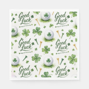 Golf Good Luck with shamrock St. Patrick's Day Napkin