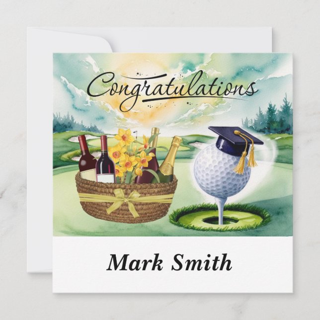 "Golf Graduation Card – Congratulations Graduate!" (Front)