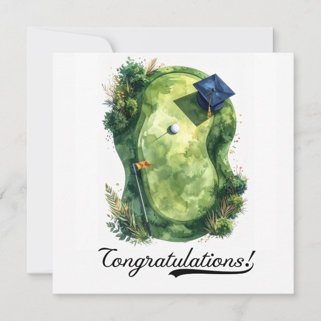 Golf Graduation Congratulations on Par for golfer  Card (Front)