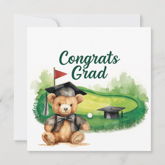 Golf Graduation Congratulations on Par for golfer  Card (Front)