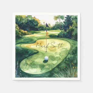 Golf Graduation Congratulations on putting green Napkin