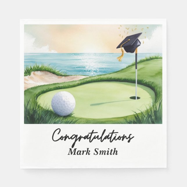 Golf Graduation for golfer on golf course  Napkin (Front)