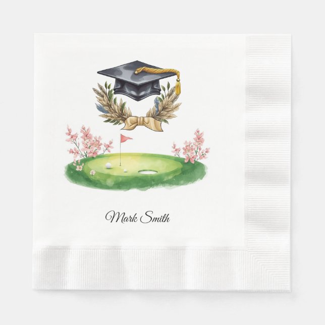 Golf Graduation for golfer on golf course  Napkin (Front)