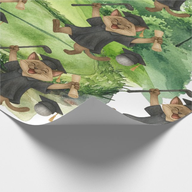 Golf Graduation themed for Cat Lover Golfer Wrapping Paper (Corner)