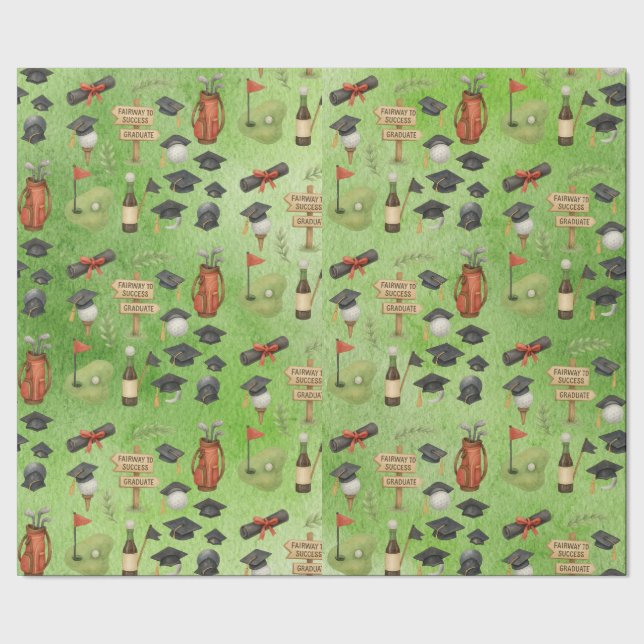Golf Graduation themed for Cat Lover Golfer Wrapping Paper (Seam)