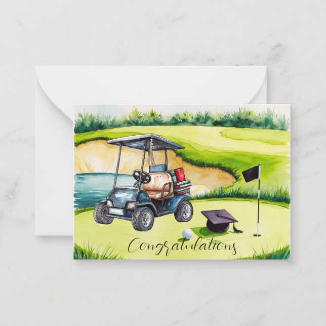 Golf Graduation themed for golfer on putting green Card (Front)