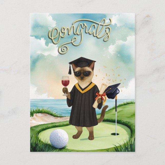 Golf Graduation themed for golfer on putting green Postcard (Front)