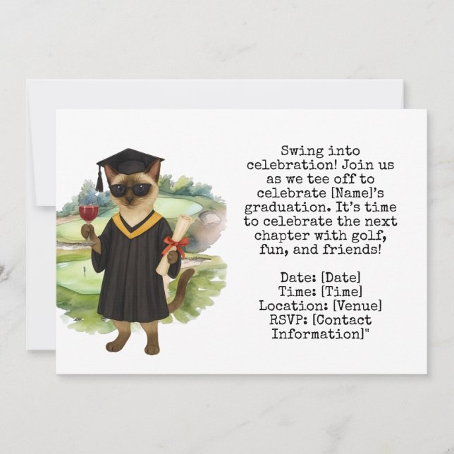 Golf Graduation themed  Invitation (Front)