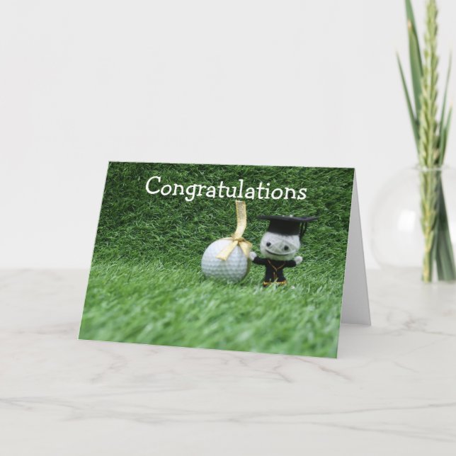 Golf Graduation with hobo hat and gown Congrats Card (Front)