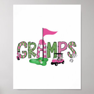 Golf Gramps Pink Hole In One Golf 1st Birthday Gir Poster