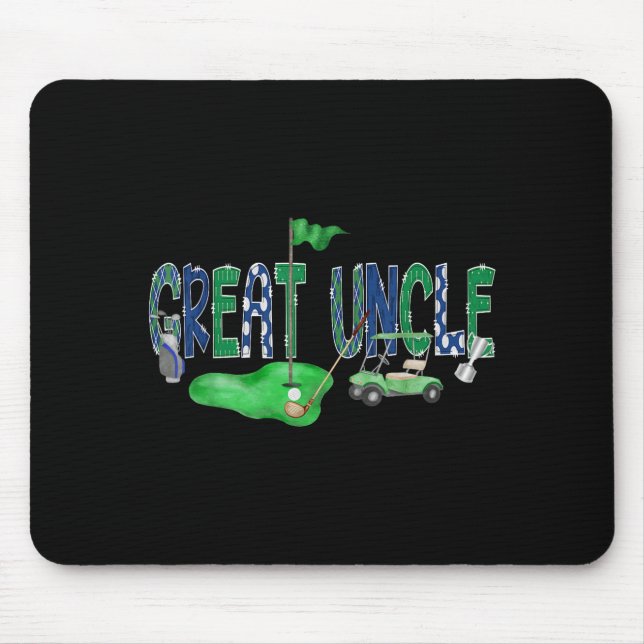 Golf Great Uncle Hole In One Golf 1st Birthday Boy Mouse Mat (Front)
