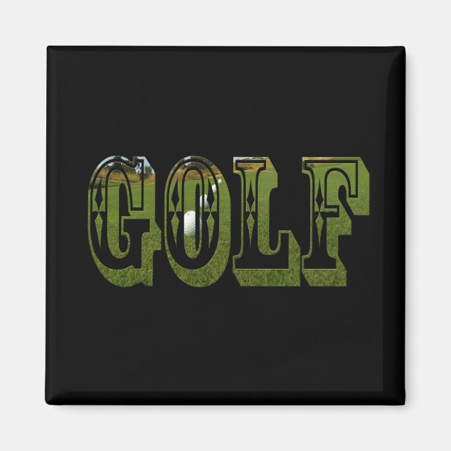 Golf Green Dimensional Word With Balls, Magnet (Front)