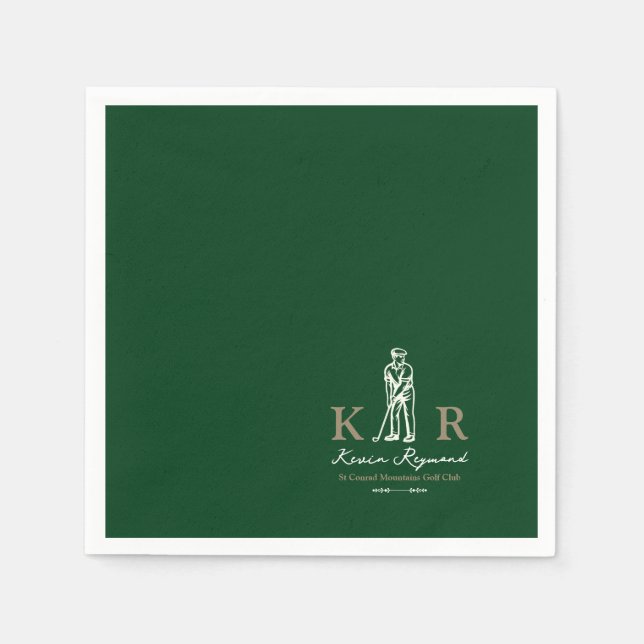 Golf Green Golfer Paper Napkin (Front)