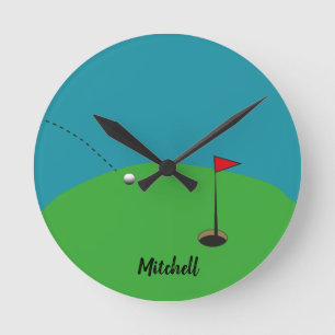 Golf Green Personalised   Round Clock