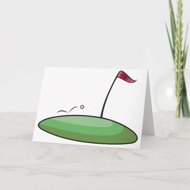 Golf Green Putting Hole with Flag 18 Card (Front)