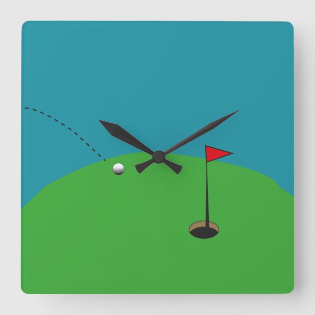 Golf Green  Square Wall Clock (Front)