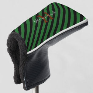GOLF-Green Stripe, Monogram Golf Putter Head Cover