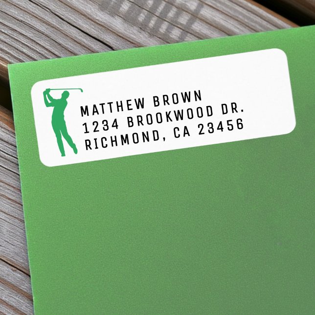 Golf Green & White Golfing Address (Golf Green & White Golfing Label
)