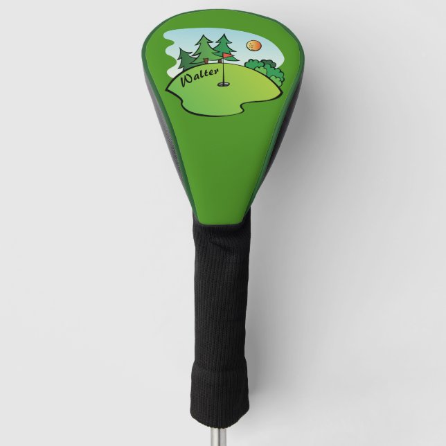 Golf Green with Flag and Ball Golf Head Cover (Front)