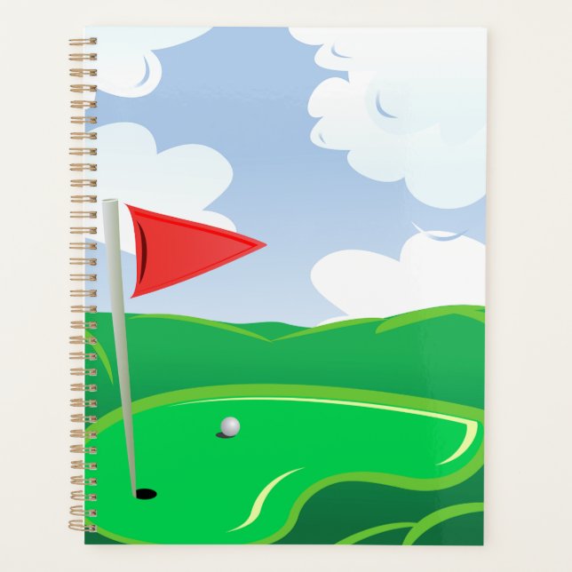 Golf Green with Red Flag and Ball Planner (Front)
