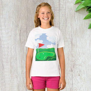 Golf Green with Red Flag and Ball T-Shirt
