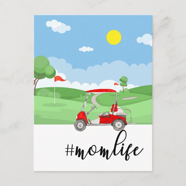 Golf greeting card with women golf mum (Front)