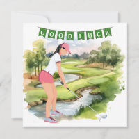 Golf greeting golf ball good luck for lady golfer