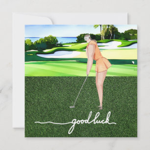 Golf greeting golf ball good luck for lady golfer