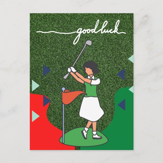 Golf greeting golf ball good luck for lady golfer  postcard (Front)