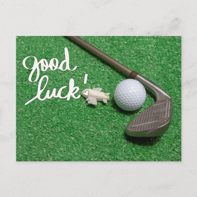 Golf greeting golf ball  good luck good trip card (Front)
