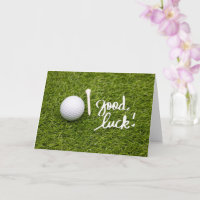 Golf greeting golf ball good luck hand writing ca