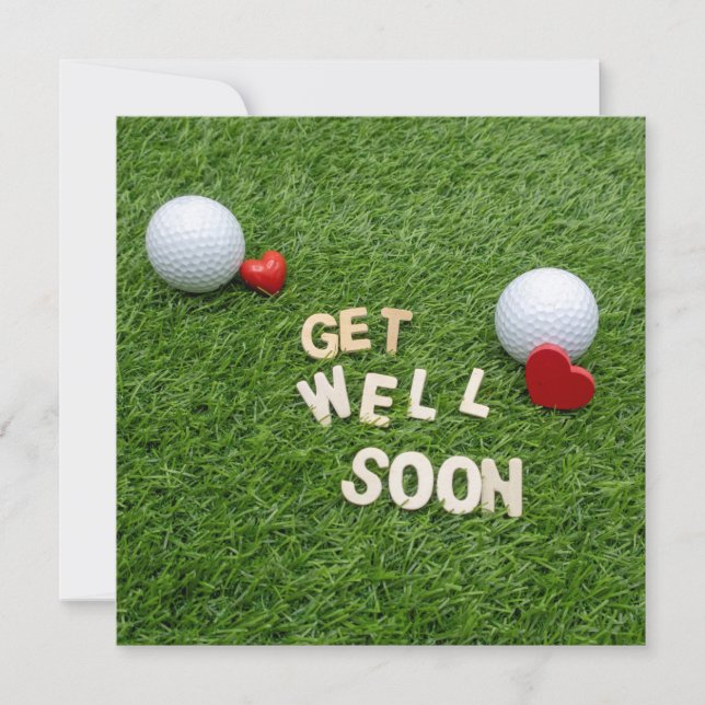 Golf Greeting Golfer Get Well Soon with ball Green Card (Front)
