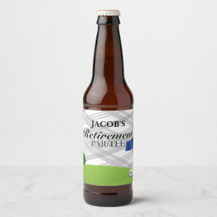 Golf, Grey Plaid Retirement Party Beer Bottle Label