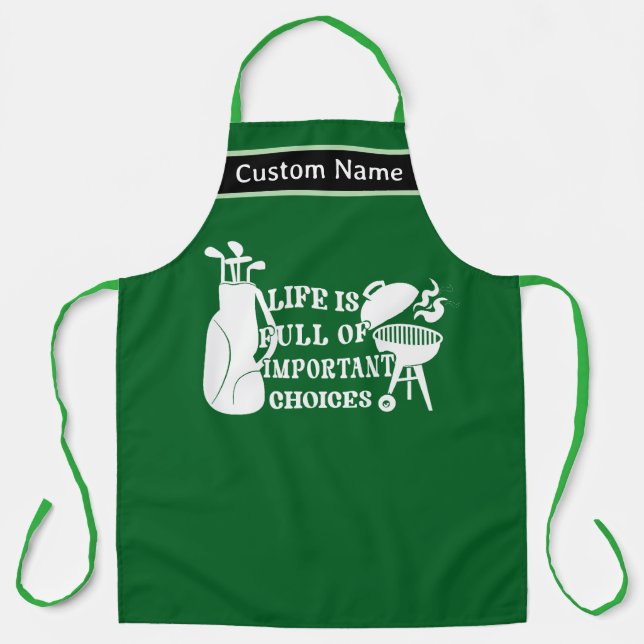 Golf Grill Apron - Personalised Golfer BBQ Gift (Front)
