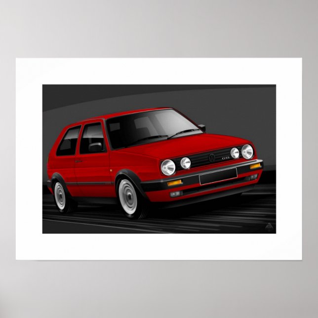 Golf GTI mk2 Poster Illustration (Front)
