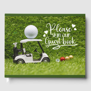 Golf guest book with golf ball for golfers party